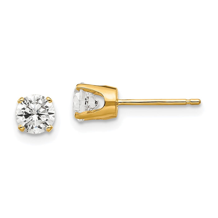Buy Exclusive 14K Gold 4.5mm Cubic Zirconia Stud Earrings - Stylish Value!-1