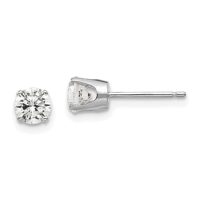 Exclusive 14K White Gold 4.5mm Cubic Zirconia Stud Earrings - Stylish Value-1