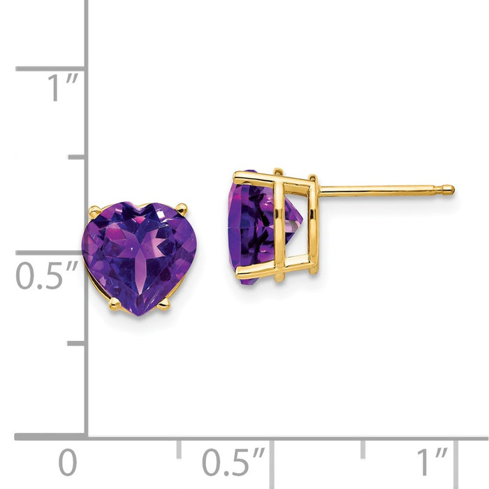 Shop Stylish 14K Gold Heart-Shaped Amethyst Earrings, 8mm - Luxury Value!-4