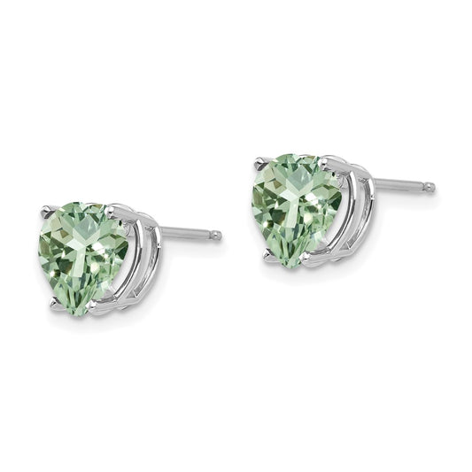 Shop Stylish 14K Gold 8mm Heart-Shaped Green Quartz Earrings - Affordable Luxury