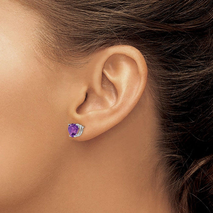 Shop Exclusive 14K White Gold 8mm Heart-Shaped Amethyst Earrings - Stylish Value!-3