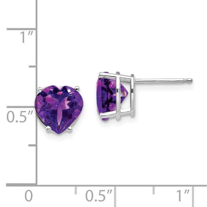 Shop Exclusive 14K White Gold 8mm Heart-Shaped Amethyst Earrings - Stylish Value!-4