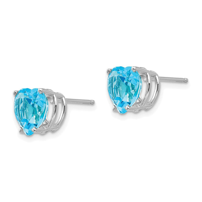 Buy Stylish 14K White Gold Heart-Shaped Blue Topaz 8mm Stud Earrings-2