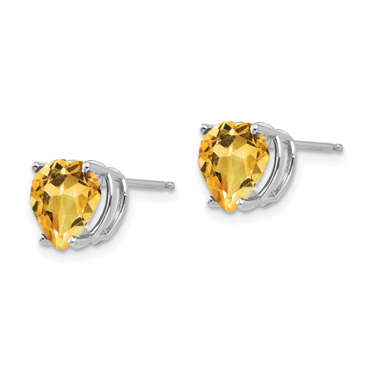 High-Quality 14K White Gold 8mm Heart-Shaped Citrine Earrings - Stylish Value