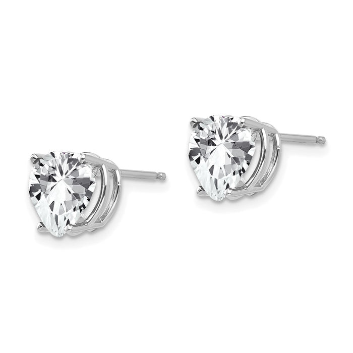 Buy Stylish 14K White Gold Heart-Shaped CZ Stud Earrings - 8mm, Great Value!-2