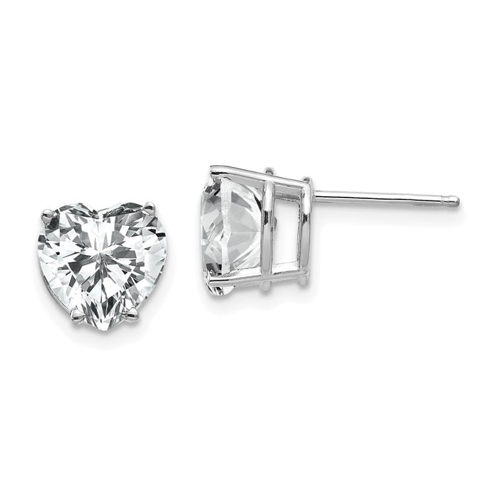 Buy Stylish 14K White Gold Heart-Shaped CZ Stud Earrings - 8mm, Great Value!-1