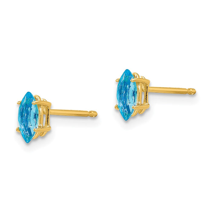 Buy Designer 14K Gold Marquis Blue Topaz Stud Earrings - Stylish Value-2