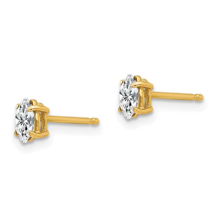 Buy Stylish 14K Gold Marquise Earrings - 5x2.5mm Cubic Zirconia, Affordable!-2