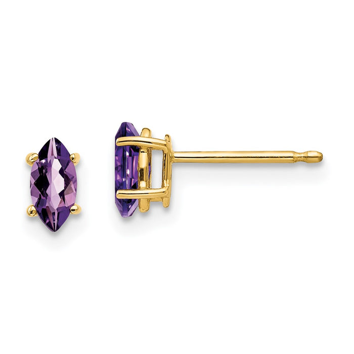 Shop Exclusive 14K Gold 6x3mm Marquise Cut Amethyst Earrings - Stylish Value!-1