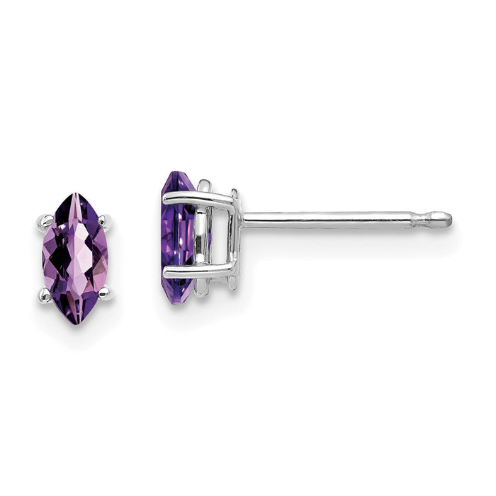 Shop Exclusive 14K White Gold Marquise Stud Earrings | 6x3mm Amethyst, Stylish Value-1