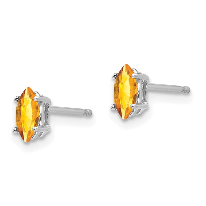 Shop Exclusive 14K White Gold Marquise Citrine Stud Earrings - 6x3mm, Stylish Value-2