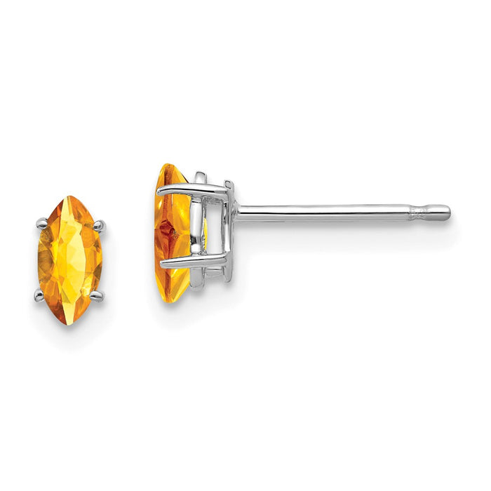 Shop Exclusive 14K White Gold Marquise Citrine Stud Earrings - 6x3mm, Stylish Value-1