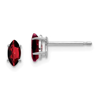 Designer 14K White Gold Marquise Garnet Stud Earrings - Stylish Luxury Value