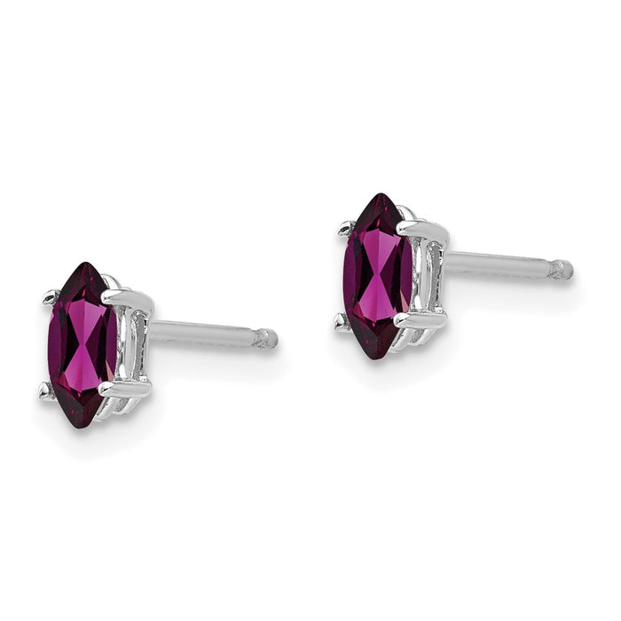 Buy Luxury 14K White Gold Marquise Stud Earrings | 6x3mm Rhodolite Garnet-1