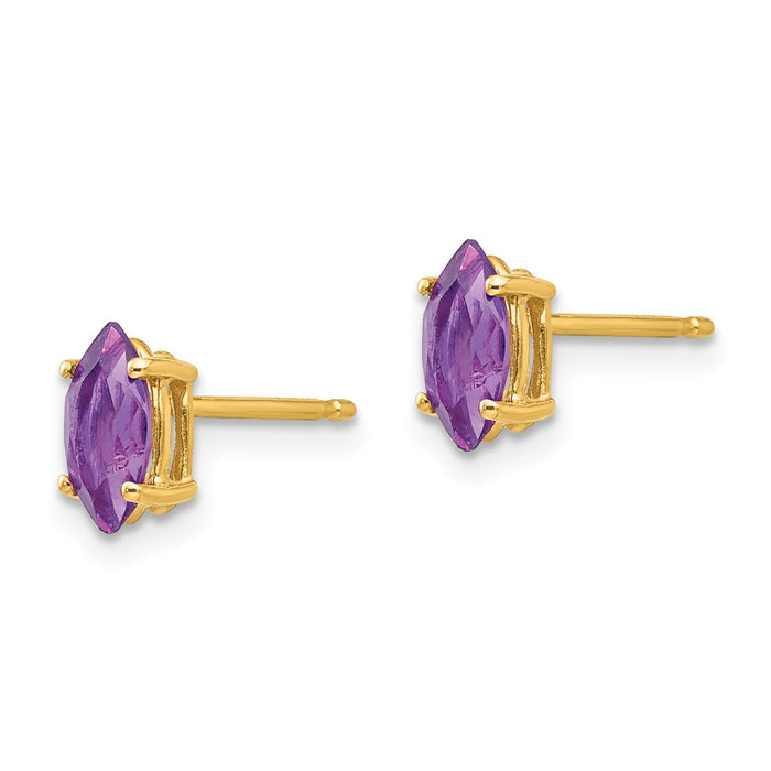 Shop Stylish 14K Gold Marquise Amethyst Earrings - 7x3.5mm | Luxury Value-2