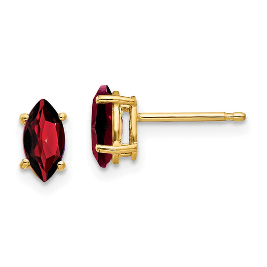 Buy Stylish 14K Gold Marquise Garnet Earrings - 7x3.5mm, Great Price!