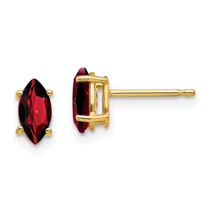 Buy Stylish 14K Gold Marquise Garnet Earrings - 7x3.5mm, Great Price!-1