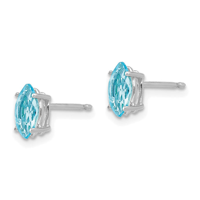 Shop Exclusive 14K White Gold Marquise Blue Topaz Stud Earrings - 7x3.5mm-2
