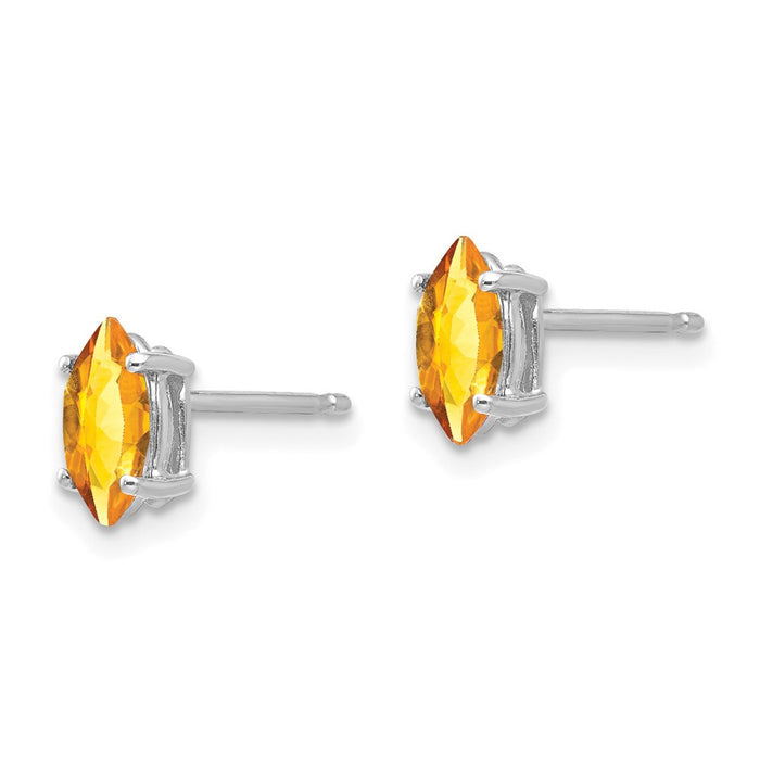 Shop Stylish 14K White Gold Marquise Citrine Earrings - 7x3.5mm Value!-2
