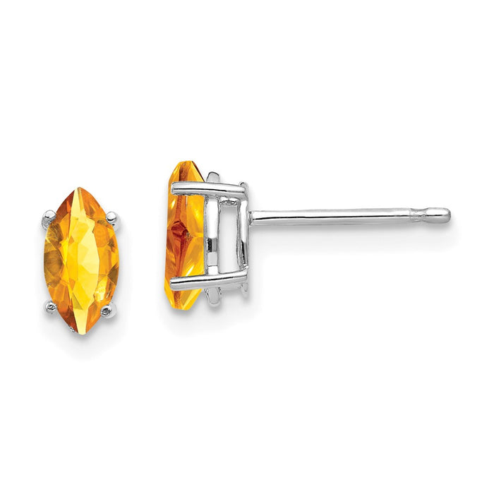 Shop Stylish 14K White Gold Marquise Citrine Earrings - 7x3.5mm Value!-1