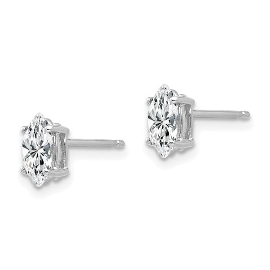 Shop Stylish 14K White Gold Marquise CZ Stud Earrings - 7x3.5mm, Value Price!