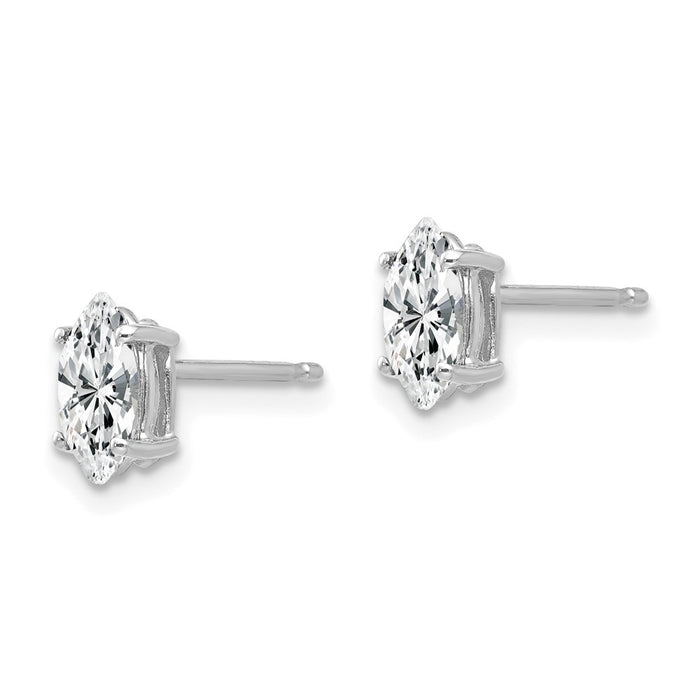 Shop Stylish 14K White Gold Marquise CZ Stud Earrings - 7x3.5mm, Value Price!-2