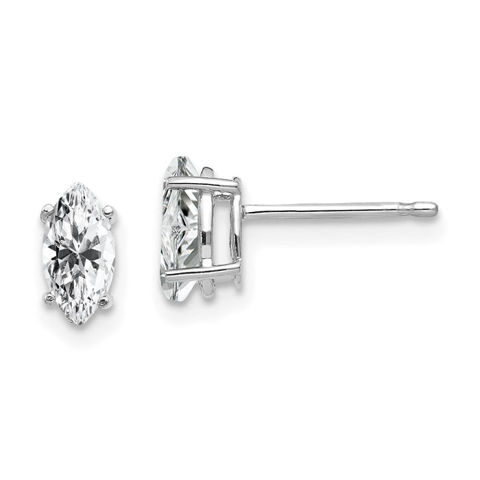Shop Stylish 14K White Gold Marquise CZ Stud Earrings - 7x3.5mm, Value Price!-1