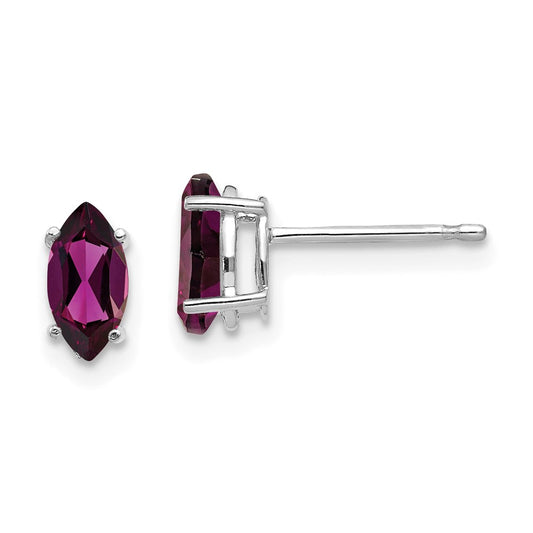 Shop Exclusive 14K White Gold Marquise Stud Earrings with 7x3.5mm Garnet