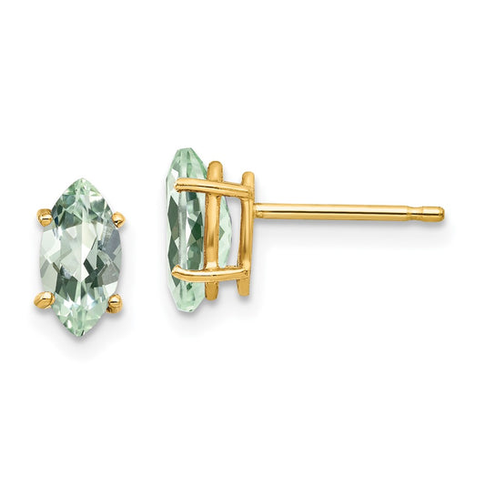 Shop Designer 14K Gold 8x4mm Marquise Green Quartz Earrings | Stylish Value