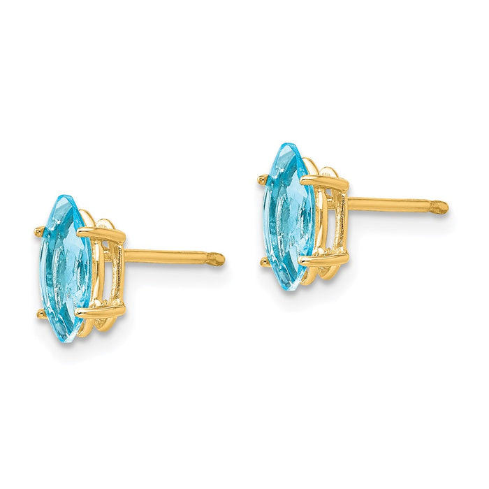 Shop Exclusive 14K Gold Marquise Blue Topaz Stud Earrings - Luxury Style-2