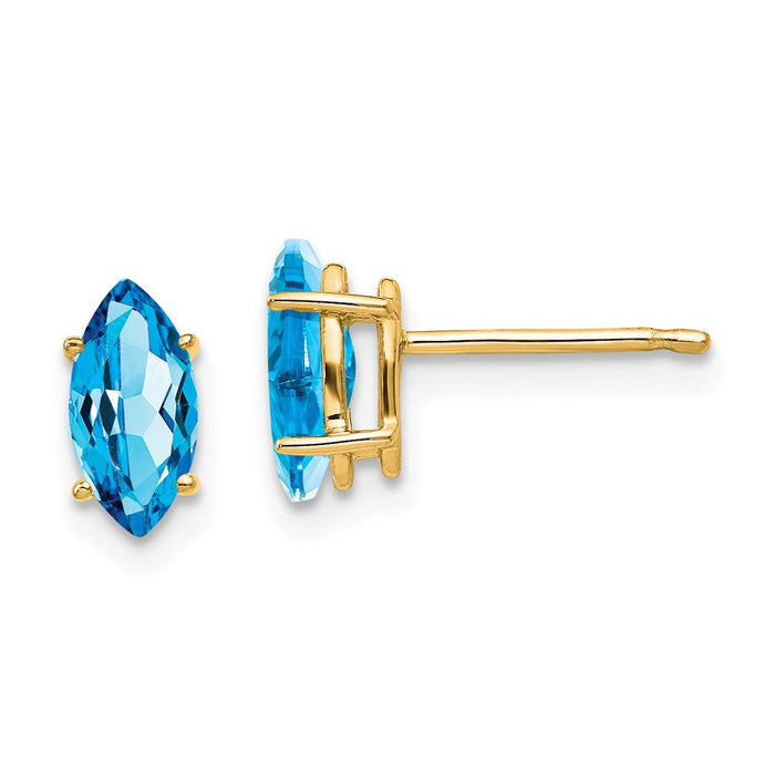 Shop Exclusive 14K Gold Marquise Blue Topaz Stud Earrings - Luxury Style-1