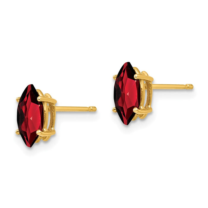 Buy 14K Gold 8x4mm Marquise Cut Garnet Earrings - Stylish Luxury Jewelry-2