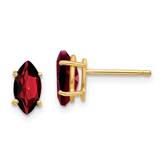 Buy 14K Gold 8x4mm Marquise Cut Garnet Earrings - Stylish Luxury Jewelry-1