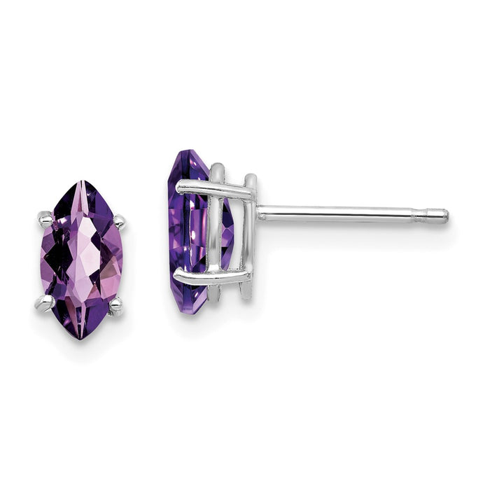 Shop Designer 14K White Gold Amethyst Stud Earrings - 8x4mm, Stylish Value-1