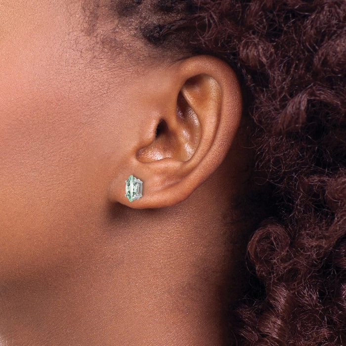 Buy Stylish 14K Gold Marquise Checker-Cut Green Quartz Earrings, 8x4mm-3