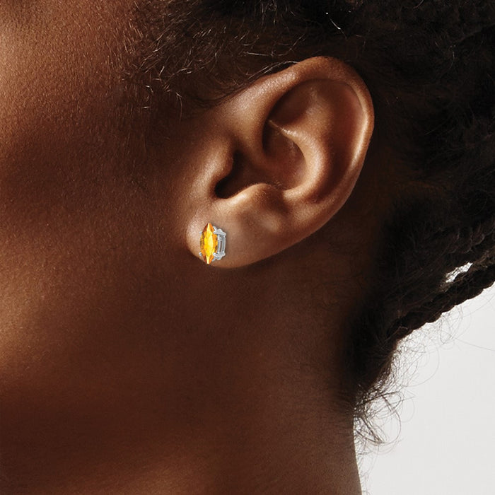 Buy Stylish 14K White Gold Marquise Citrine Stud Earrings - 8x4mm Value!-3