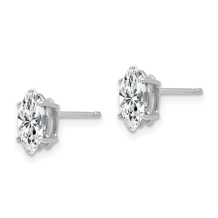 High-Quality 14K White Gold Marquise Earrings - 8x4mm, Stylish Value!-2