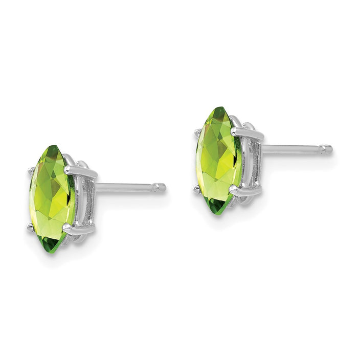 Shop Exclusive 14K White Gold Marquise Peridot Stud Earrings - Stylish 8x4mm-2