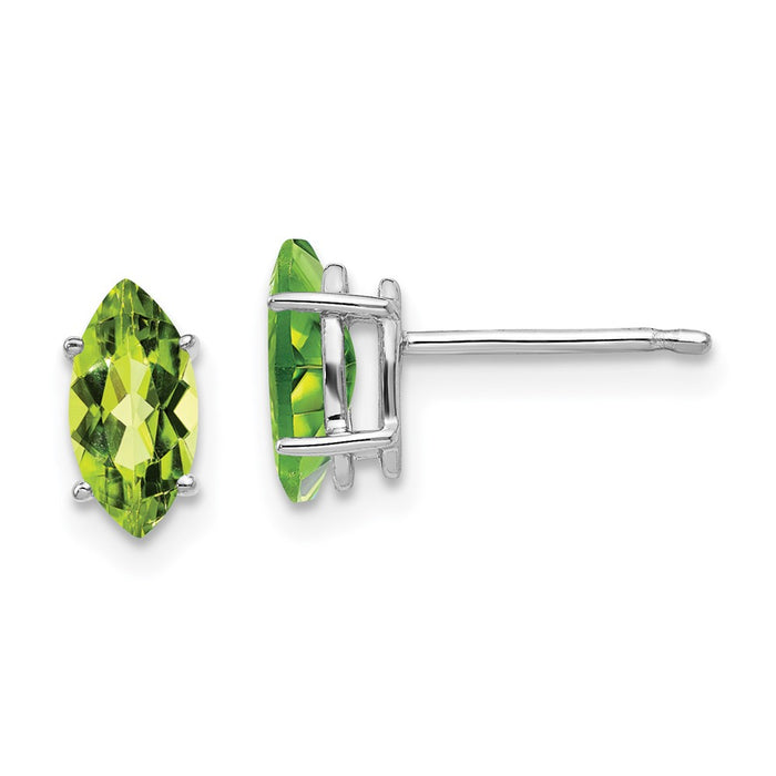 Shop Exclusive 14K White Gold Marquise Peridot Stud Earrings - Stylish 8x4mm-1