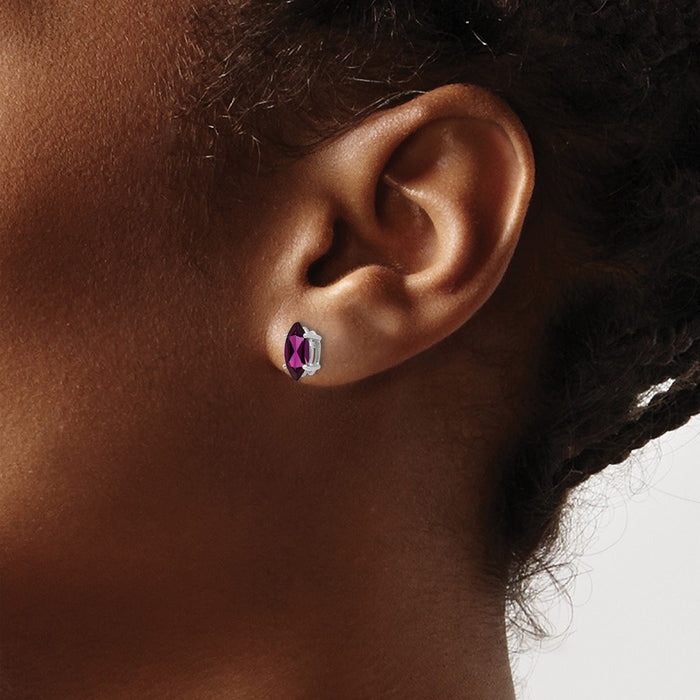 Buy Exclusive 14K White Gold Marquise Stud Earrings with 8x4mm Garnet - Stylish Value!-3