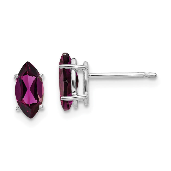 Buy Exclusive 14K White Gold Marquise Stud Earrings with 8x4mm Garnet - Stylish Value!-1