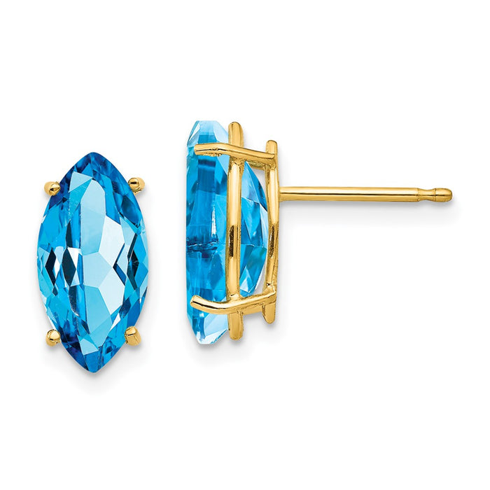 Buy 14K Gold Blue Topaz Marquis Stud Earrings - Stylish Luxury at 0.85mm-1