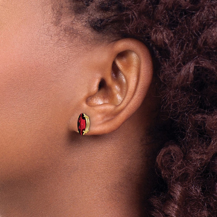 Exclusive 14K Gold Marquise Garnet Stud Earrings - Stylish Luxury at Great Value-3