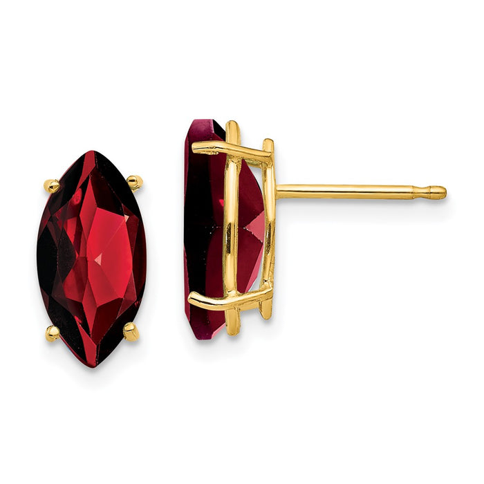Exclusive 14K Gold Marquise Garnet Stud Earrings - Stylish Luxury at Great Value-1