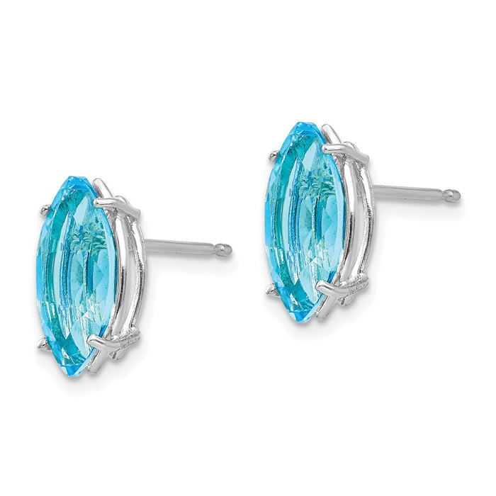 Shop 14K White Gold Marquise Blue Topaz Stud Earrings - Stylish 10x5mm Design-2