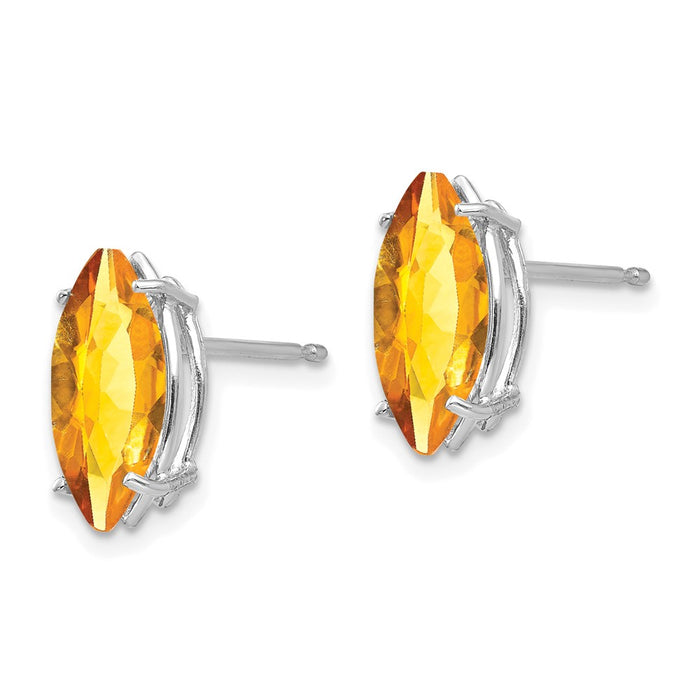Exclusive 14K White Gold Marquise Citrine Earrings - Stylish 10x5mm Design-2