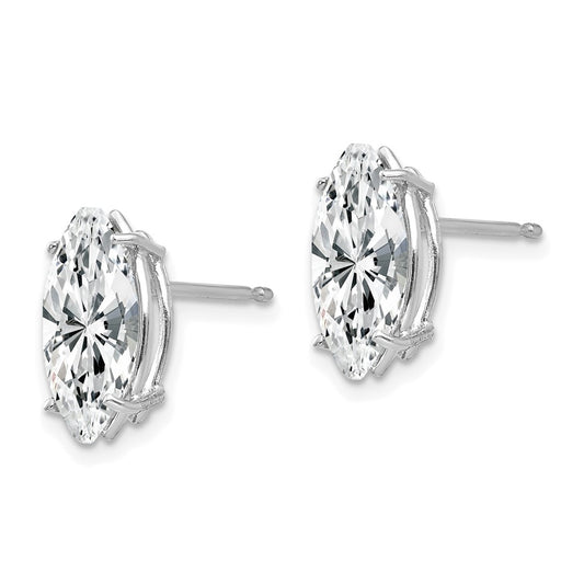 Exclusive 14K White Gold Marquise Stud Earrings - 10x5mm CZ, Stylish Value