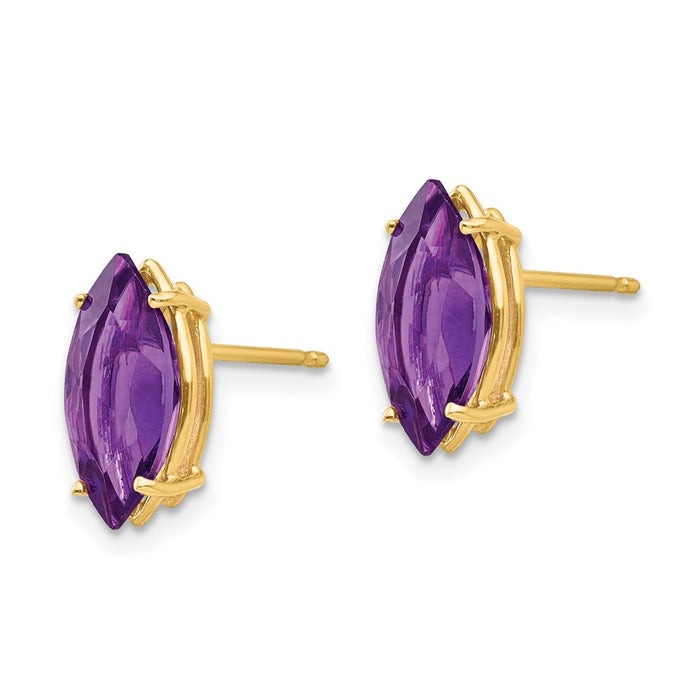 Shop Exclusive 14K Gold Amethyst Earrings | 12x6mm, Stylish & Affordable-2