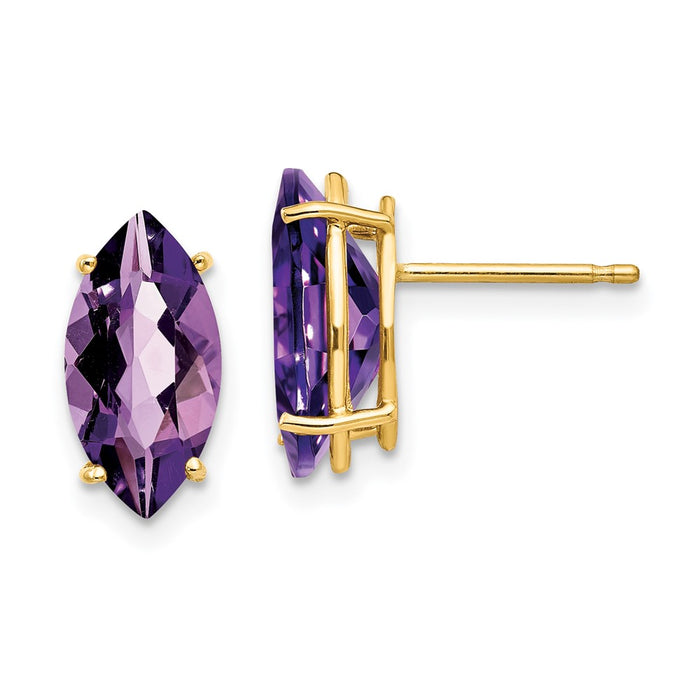 Shop Exclusive 14K Gold Amethyst Earrings | 12x6mm, Stylish & Affordable-1