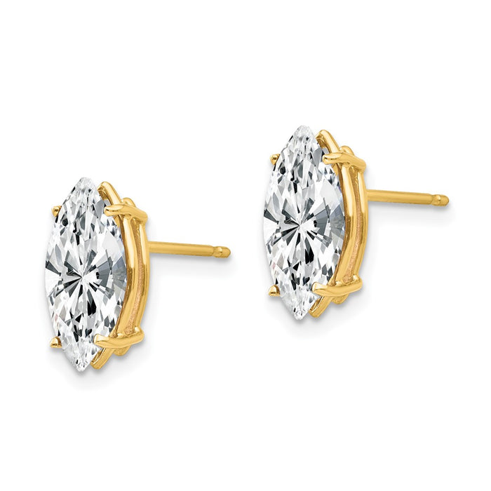Exclusive 14K Gold Marquise Cut CZ Earrings - Stylish 12x6mm Design-2